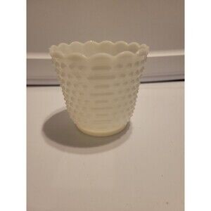 Vintage White Milk Glass Planter Fire King Oven Ware Hobnail Ladder Bowl Vase US